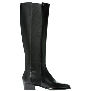 Cole Haan Halle Stretch Leather Boots Knee High Riding Black Pointed Toe Narrow